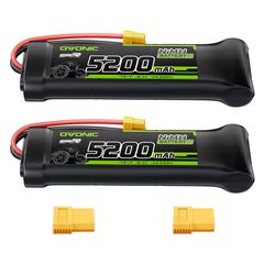 2 × OVONIC 8.4V 5200mAh NiMH Battery Pack 7-Cell Flat with XT60 & TRX Plug for RC Vehicles