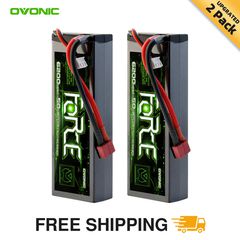 2-Pack Ovonic Force 2S 6200mAh 50C 7.4V Hardcase LiPo w/ Deans Plug for 1/8 1/10 RC Car