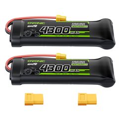2 × OVONIC 8.4V 4300mAh NiMH Battery Pack 7-Cell Flat with XT60 & TRX Plug for RC Cars