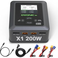 Ovonic X1 Dual Channel LiPo Charger AC200W/DC300Wx2 15A Smart Balance Charger for RC & FPV Batteries
