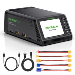 Ovonic X4 AC500W 4 Channel Smart LiPo Battery Charger 15A Per Channel RC Car FPV Drone Multi Battery Charger with 3.5 Inch IPS Display for 1S to 6S LiPo and 3S to 18S NiMH