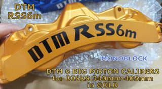 DTM RSS6m. '' GOLD AMG '' ΔΑΓΚΑΝΕΣ CALIPERS 6 x RACING PISTONS monoblock for ROTORS340- 360-380-405-x 32mm-34mm-36mm