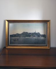 Vintage πίνακας τοπίου με κορνίζα – 84×55 εκ. (1970s αισθητική)