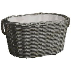vidaXL Καλάθι Καυσόξυλων με Λαβές Μεταφοράς 59x42x28 εκ. Γκρι Ιτιά