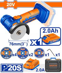 Wadfow WLAP573 Μίνι Γωνιακός Τροχός Μπαταρίας Li-ion 20V / 2Ah / 1 Μπαταρία