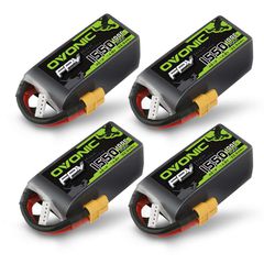 4x Ovonic 4S Lipo Battery 1550mah 4S1P 100C 14.8V Lipo Battery Pack with XT60 Plug for 5inch FPV Racing Freestyle Cinewhoop Toothpick Drone