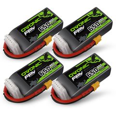 4x Ovonic 80C 4S 650mah Lipo Battery 14.8V Pack with XT30 Plug for RC FPV Racing Drone Quadcopter