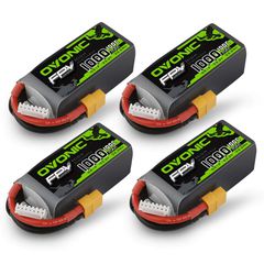 4×OVONIC 6S LiPo Battery Pack 1000mAh 100C 22.2V with XT60 Plug for Freestyle Drone FPV Racing Drone