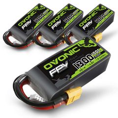 4×Ovonic 4S LiPo Battery Pack 1300mAh 100C 14.8V with XT60 Plug for FPV Protek 35 Racing Drone