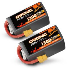 2x Ovonic 1300mAh 6S 120C LiPo Battery 22.2V with XT60 Plug for FPV Racing & Freestyle