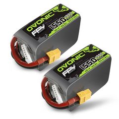 2×Ovonic 1550mAh 6S 100C 22.2V LiPo Battery Pack with XT60 Plug for FPV RC Airplane Freestyle