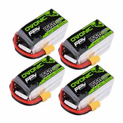 4×Ovonic 6S Lipo Battery 1550mAh 100C 22.2V Pack with XT60 Plug for 5-6 Inch FPV Drones Multirotors