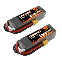 2-Pack Ovonic 120C 4S 2200mAh 14.8V High-Rate LiPo Battery with XT60 Connector for RC FPV Racing Drone/Heli/Car