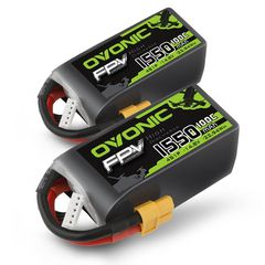 2×OVONIC 100C 14.8V 1550mAh 4S LiPo Battery Pack with XT60 Plug for for FPV Racing & Freestyle Drones