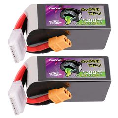 2×Ovonic Rebel 2.0 120C 1300mAh LiHV 22.8V 6S Lipo Battery Pack with XT60 Plug for 5 to 6 inch FPV Drone Freestyle Racing & Long-Range FPV Flight