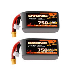 Ovonic 4S 750mAh 110C LiPo Battery Pack with XT30 Plug for 3–5inch Cinewhoop Cinematic Toothpick FPV Drones