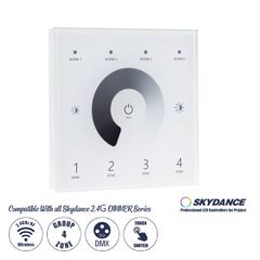 Ασύρματο DMX512 Επιτοίχιο Χειριστήριο RF 2.4Ghz 4 Group για όλα τα SKYDANCE DMX512 Controller AC 100-240V Max 0.1A - IP20 Μ8.5 x Μ8.5 x Π8.5 x Υ3.5cm - 5 Χρόνια Εγγύηση