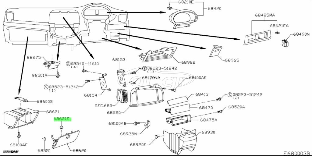 ΚΛΙΠ ΝΤΟΥΛΑΠΑΚΙ ΣΥΝΟΔΗΓΟΥ NISSAN  MICRA K12     68192AX600