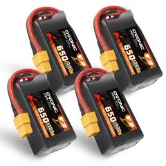4×Ovonic 130C 650mAh 4S LiPo Battery 14.8V with XT60 Plug for 3 inch FPV Racing Drone 4 inch Toothpick