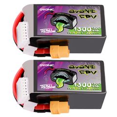 2×Ovonic Rebel 2.0 130C 1300mah 18.5V 5S Lipo Battery Pack with XT60 Plug for 5 to 6 inch FPV Racing Freestyle Long-Range Drone Brushless
