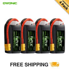 4-Pack Ovonic Force 4S 850mAh 130C 14.8V High C-Rate LiPo Battery w/XT60 Plug for FPV Quad, Freestyle Drone & Micro Jet