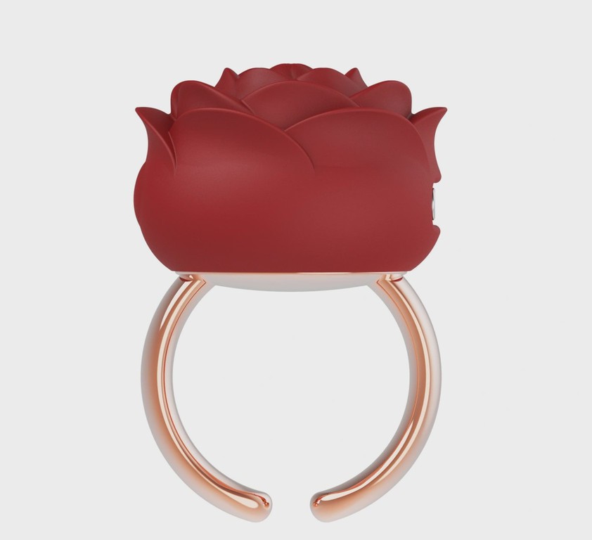 Mini Vibrator Rose Ring, 9 Vibration Modes, Silicone, USB Magnet
