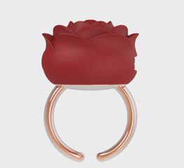 Mini Vibrator Rose Ring, 9 Vibration Modes, Silicone, USB Magnet
