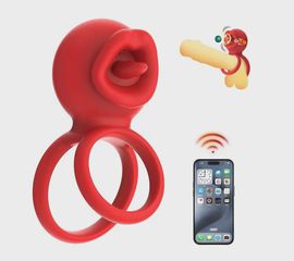 Tongue Licking Penis Ring, Bluetooth Control, Mobile App, Silico