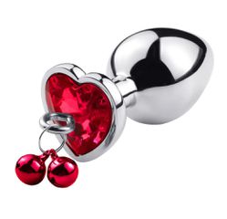 Dop Anal Small Heart Shape cu Clopotei Ring My Bells, Metal, Arg
