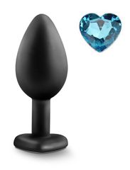 Anal Plug Brighty, Small, Silicone, Black/Light Blue, Mokko Toys