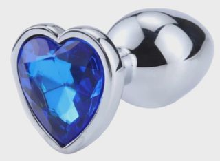 Hearty Buttplug Anal Plug, Small, Silver/Dark Blue, Passion Labs