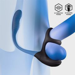 Penis Ring with Anal Stimulator, Bluetooth Control, 10 Vibration-thumb-1