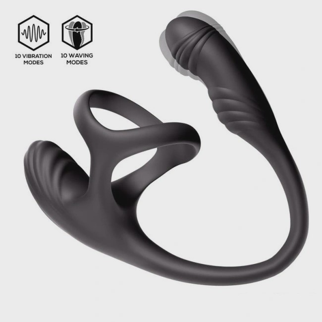Penis Ring with Anal Stimulator, Bluetooth Control, 10 Vibration