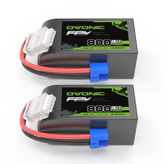 2× OVONIC 11.1V 80C 800mAh 3S LiPo Battery with EC2 Plug for Micro FPV Tinywhoop Cinewhoop Drone Helicopters