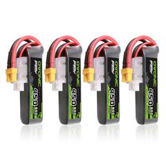 4 x OVONIC 7.4V 80C 450mAh 2S Lipo Battery Long Size with XT30 Plug for FPV Freestyle & Racing Drones Tiny Whoop Drones Quadcopter
