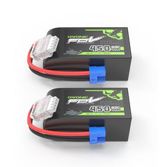 2 x OVONIC 11.1V 80C 450mAh 3S LiPo Battery with EC2 Plug for Micro FPV Drones Fixed-Wing Aircraft & Helicopters