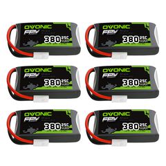 6 x OVONIC 3.7V 25C 380mAh 1S Lipo Battery with Molex Plug for Small-scale FPV Drones Micro Drones Freestyle and Racing
