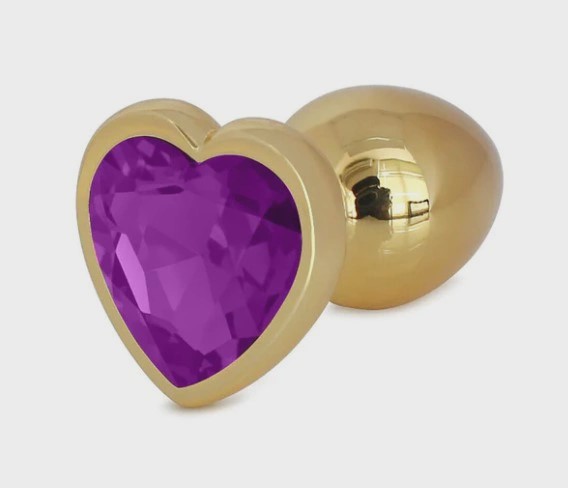 Hearty Buttplug, Small, Gold/Purple, Passion Labs
