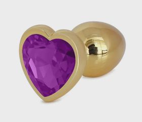 Hearty Buttplug, Small, Gold/Purple, Passion Labs
