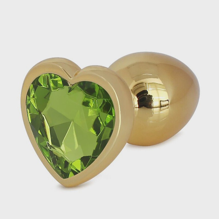 Hearty Buttplug, Small, Gold/Light Green, Passion Labs