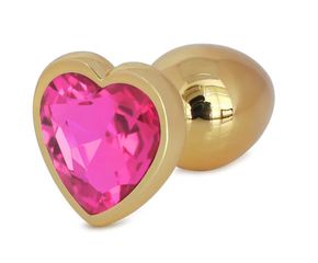 Hearty Buttplug, Small, Gold/Pink, Passion Labs