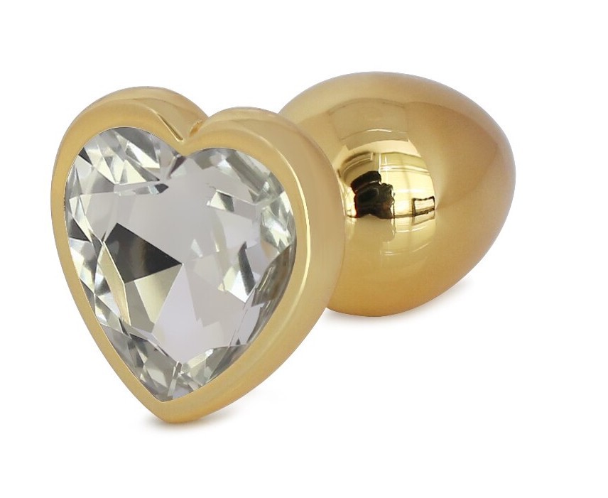 Hearty Buttplug, Small, Gold/Clear, Passion Labs