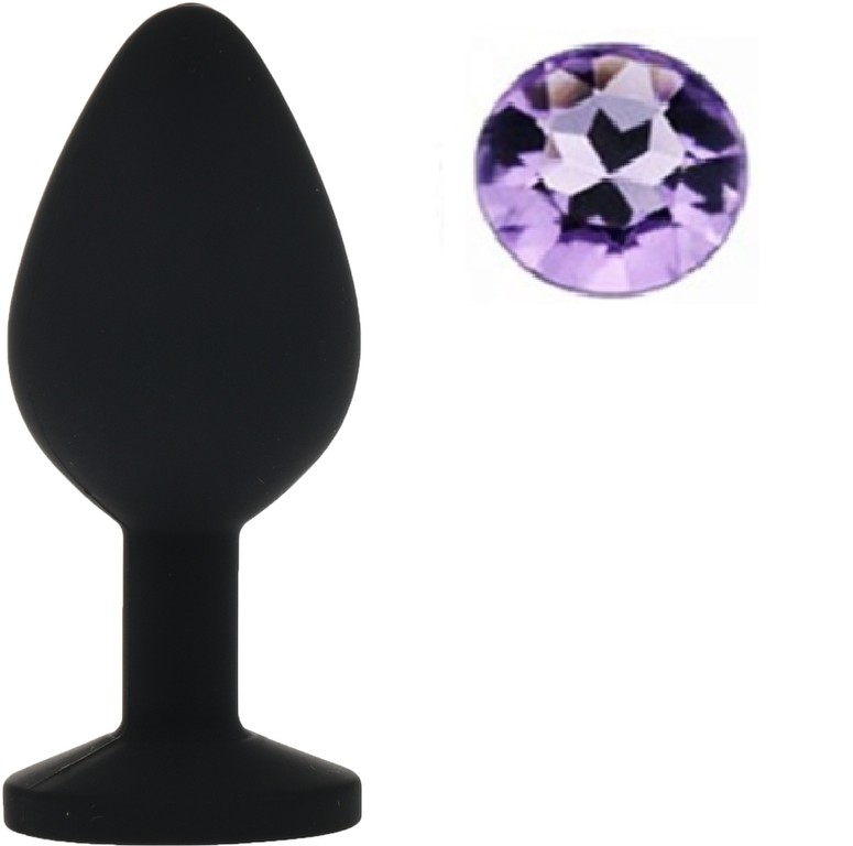 Silicone Buttplug, Medium, Black/Light Purple, Guilty Toys