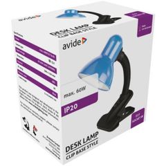 Avide Basic Φωτιστικό Γραφείου Κλιπ Μπλε Max 60W-thumb-1