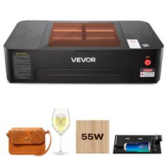 Χαρακτική μηχανή λέιζερ CO2 VEVOR 55W, 500 x 300 mm, Επιτραπέζια μηχανή χάραξης και κοπής λέιζερ CO2 με κάμερα 16MP, αντλία νερού, περιστροφικός άξονας, συμβατή με LightBurn CorelDRAW RDWorks, για ξύλ
