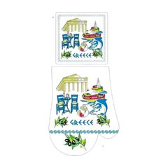 Γάντι & πιάστρα φούρνου Souvenir - Σετ 6pcs - Greece - 241828
