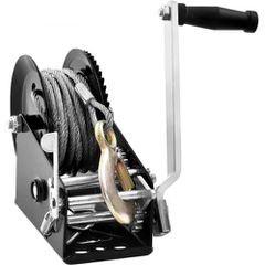 Βαρούλκο χειρός VEVOR, χωρητικότητα έλξης 1587,6 kg, Βαρούλκο ρυμουλκούμενου σκάφους Βαρούλκο βαρέως τύπου σχοινιού με συρμάτινο καλώδιο 1005,8 cm και καστάνια διπλής κατεύθυνσης, χειροκίνητο βαρούλκο