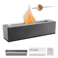 Επιτραπέζιο μπολ VEVOR Fire Pit Bowl, Επιτραπέζιο τζάκι από σκυρόδεμα 15 ιντσών Εσωτερική διακόσμηση εξωτερικού χώρου, φορητό καυστήρα αλκοολούχου τριβής Smores Maker, για Μπαλκόνι βεράντας με κάλυμμα