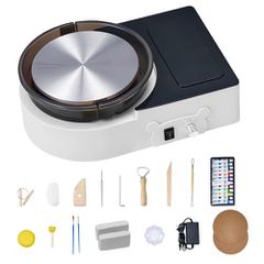 VEVOR Mini Pottery Wheel, 158 mm, περιστρεφόμενος δίσκος, περιστροφή προς τα εμπρός και προς τα πίσω, ρυθμιζόμενη ταχύτητα, ηλεκτρικός τροχός από πηλό για παιδιά και ενήλικες, με εργαλεία διαμόρφωσης
