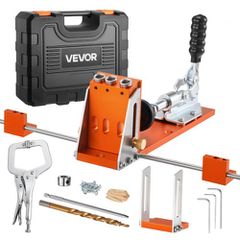 VEVOR Pocket Hole Jig Kit, ρυθμιζόμενο 12,7 έως 38,1 mm, Σύστημα οπών Jig Pocket με εργαλειοθήκη, C-Clamp, Step Drill, Εξάγωνο κλειδί, Δαχτυλίδι στοπ τρυπανιού, τετράγωνο μύτη κίνησης, ενισχυμένο μετα